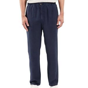 Armor Lux Pants Men's 30 Navy Blue Heritage Linen Trousers Slim Classic Woven